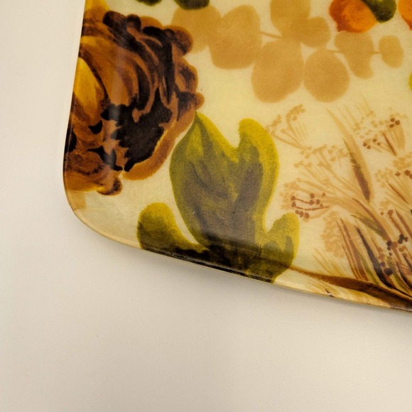 Vintage 60s LARGE 21"x16" MCM Mid Century Vintage Fiberglass Floral Tray serving - Picture 8 of 16